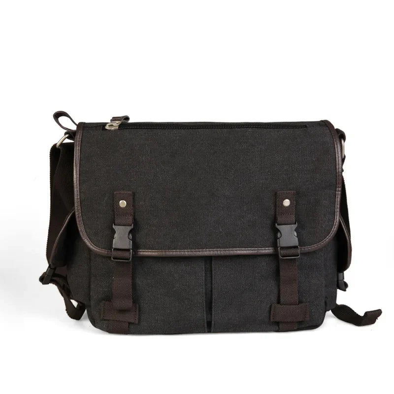 Korean Style Canvas Men's Shoulder Casual Messenger Large Capacity Student Crossbody Bag Fashion Male Briefcase