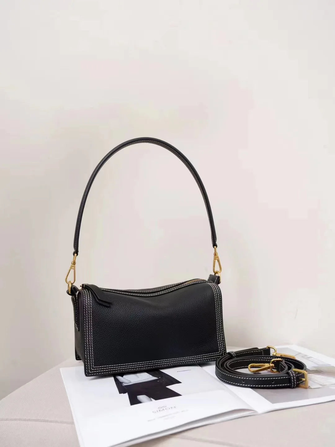 Korean Sweet All-match Shoulder Bags 2024 New Spring New Genuine Leather Underarm Handbags Female Large Capacity Purses Clutch