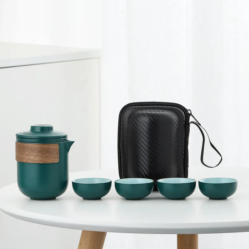 Kuai Ke Cup Travel Tea Set Carrying Bag Kung Fu Tea Cup Single One Pot Four Cup Outdoor Teapot Small Set Cup Set