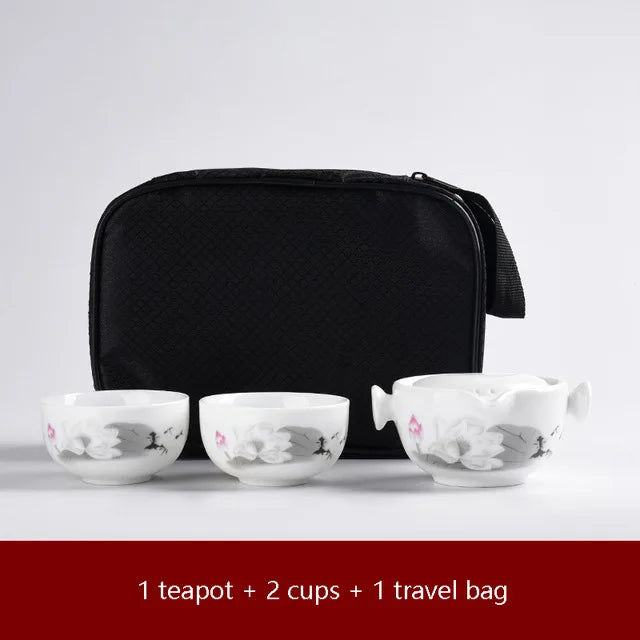 Kung fu gaiwan teapot teacup Travel tea set Include 1 Pot 2 Cup personal office travel portable Teaware bag Free shipping