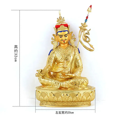 LARGE # High grade Buddha -HOME Hall efficacious Protection Gold-plated Guru Padmasambhava buddha Buddhist Tantra statue