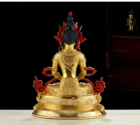 LARGE Huge 45CM HOME Temple efficacious Protection Talisman Tibetan Buddhism GOLD gilding Amitayus RU LAI Buddha brass statue