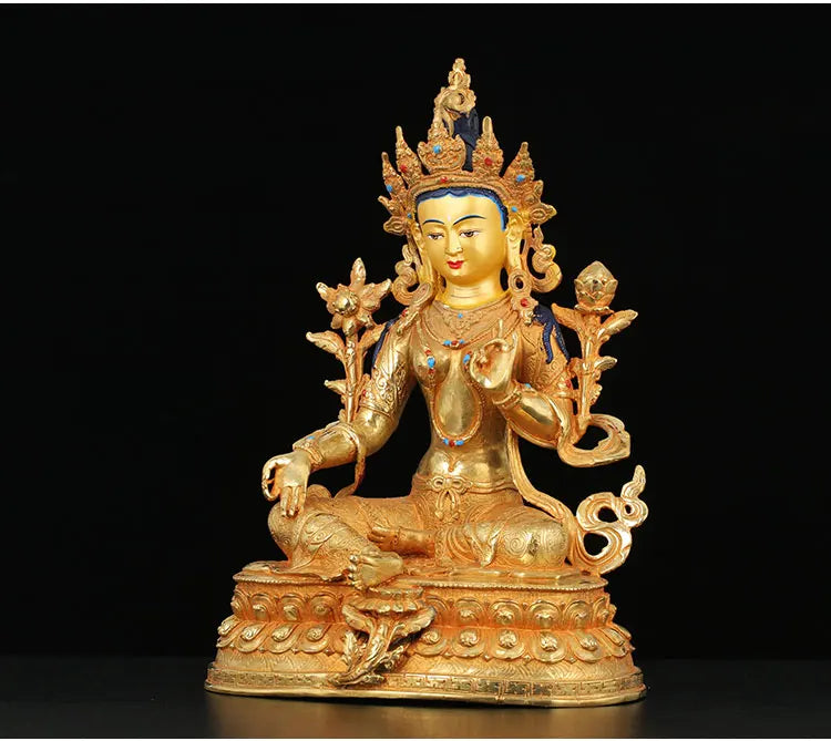 LARGE Wholesale Buddhist supplie Buddhism family HOME Safe protection WHITE Green Tara GUAN YI Gilded Buddha copper GOOD statue