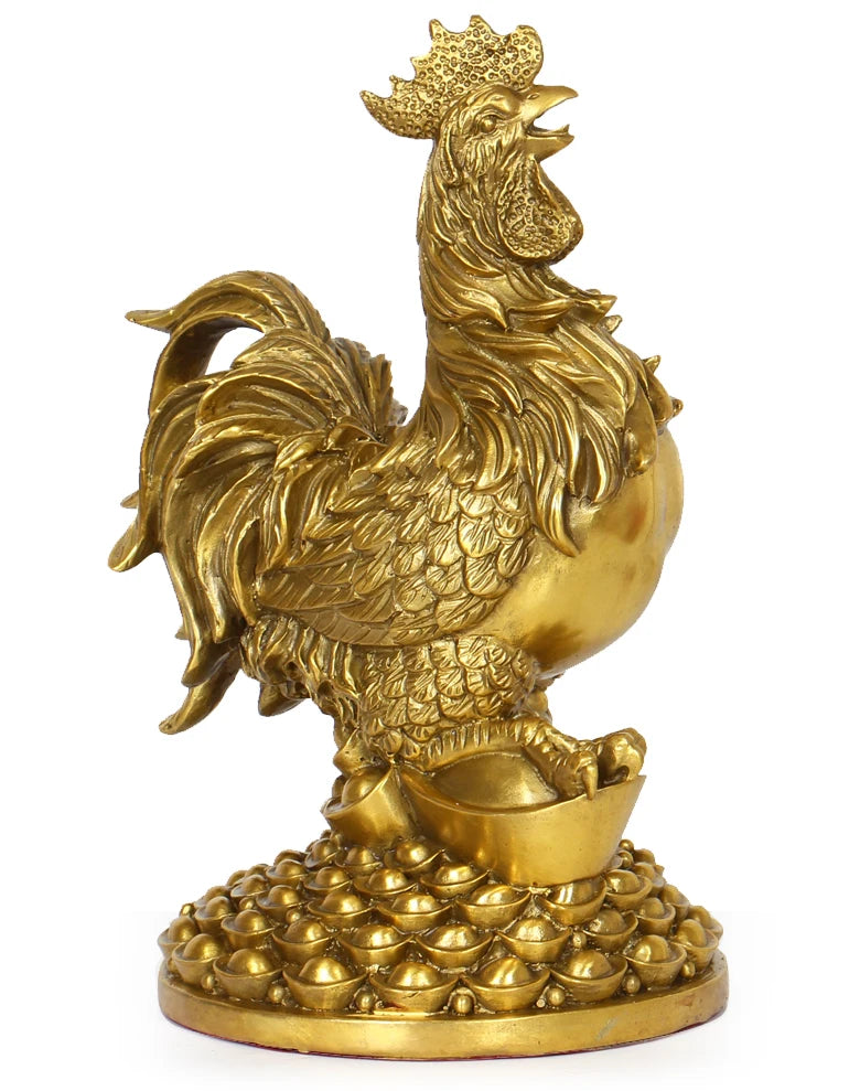 LARGE bless family Safety Health luck Magic office home shop efficacious Money Drawing Mascot Cock COPPER ART statue