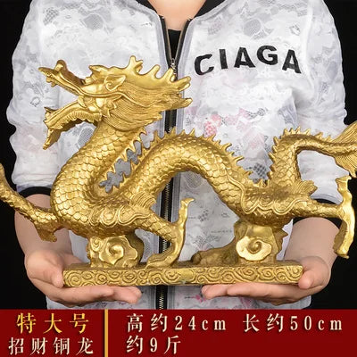 LARGE # home office company efficacious protection talisman # Money drawing booming heavenly dragon Brass statue Decoration