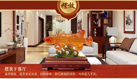 LARGE office home Business efficacious FENG SHUI Talisman Money Drawing 3D fish Ornament Sculpture ART statue