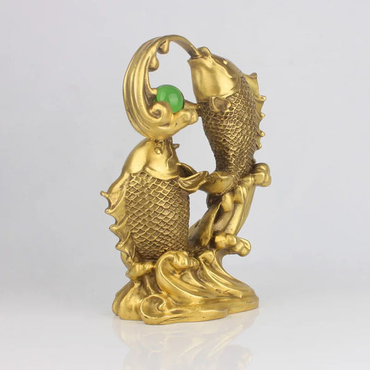 LARGE # office home Company shop store Fortune Money Drawing mascot GOOD LUCK Goldfish NIAN NIAN YOU YU brass statue