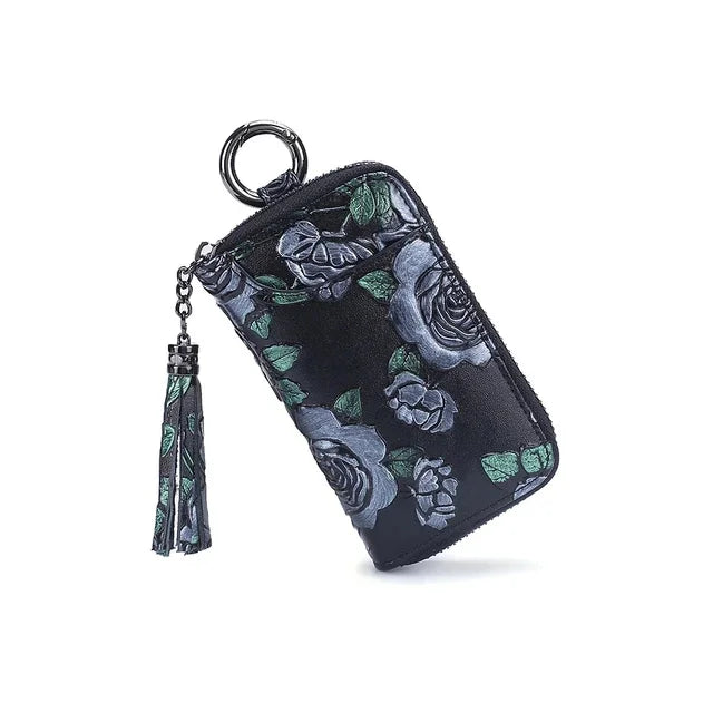 Ladies Exquisite Multifunctional Compact Fashion Hand-painted Car Key Card Bag