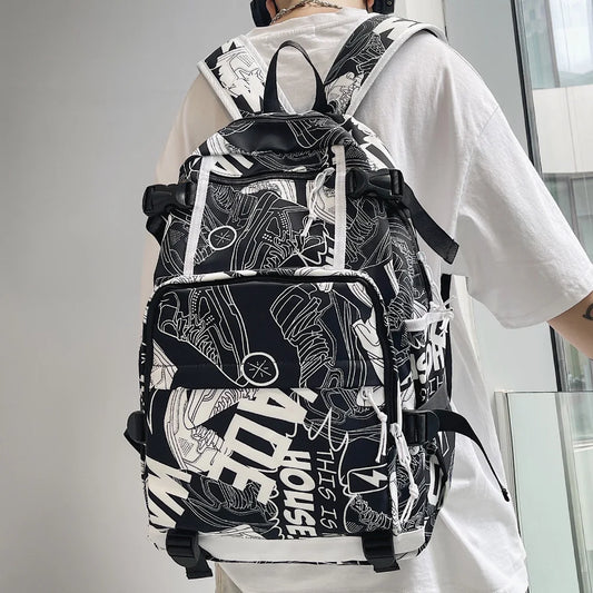 Ladies Fashion Laptop Nylon Backpacks Print Women Book Boy Bag Female Harajuku Men Backpack Girl Student Male School Bags Travel