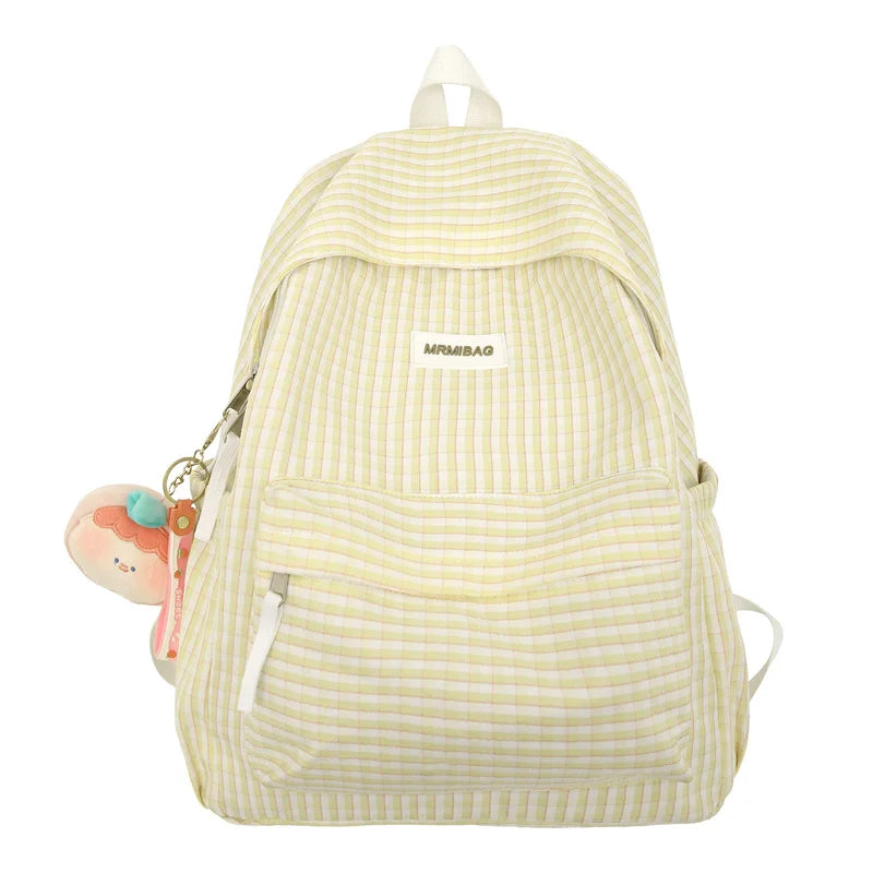 Lady Cute Laptop Plaid Fashion Teen Female Travel Book Bag Student Trendy Women Lattice College Backpack Girl Leisure School Bag