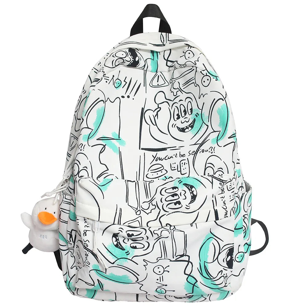Lady Fashion Graffiti Backpack Waterproof Women Book Boy Bags Female Laptop Nylon Men Backpack Girl Student Male School Bag Cool