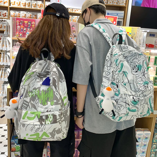 Lady Fashion Graffiti Backpack Waterproof Women Book Boy Bags Female Laptop Nylon Men Backpack Girl Student Male School Bag Cool