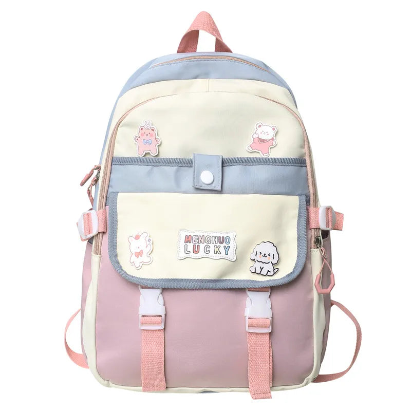 Lady Waterproof Leisure Book Bag Badge Women Trendy Backpack Female Cute Travel School Bags Girl Laptop College Backpack Fashion