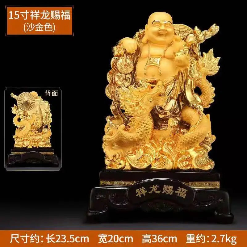 Large Aureate resin laughing Buddha shiva decoration living room big belly Maitreya Buddha office decoration feng shui sculpture