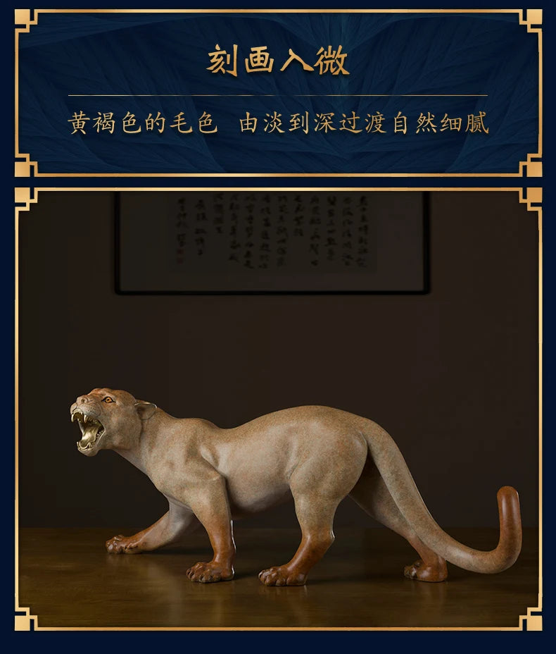 Large COOL high grade leopard Bronze Sculpture home Company Bar bring money thriving business Good luck mascot decorative art