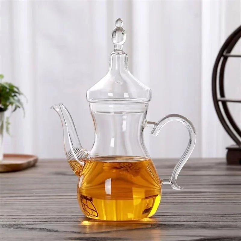 Large Capacity 1000ml High Borosilicate Arabic Glass Teapot with Filter Heat Resistant Cold Kettle Flower Tea Pot Teaware