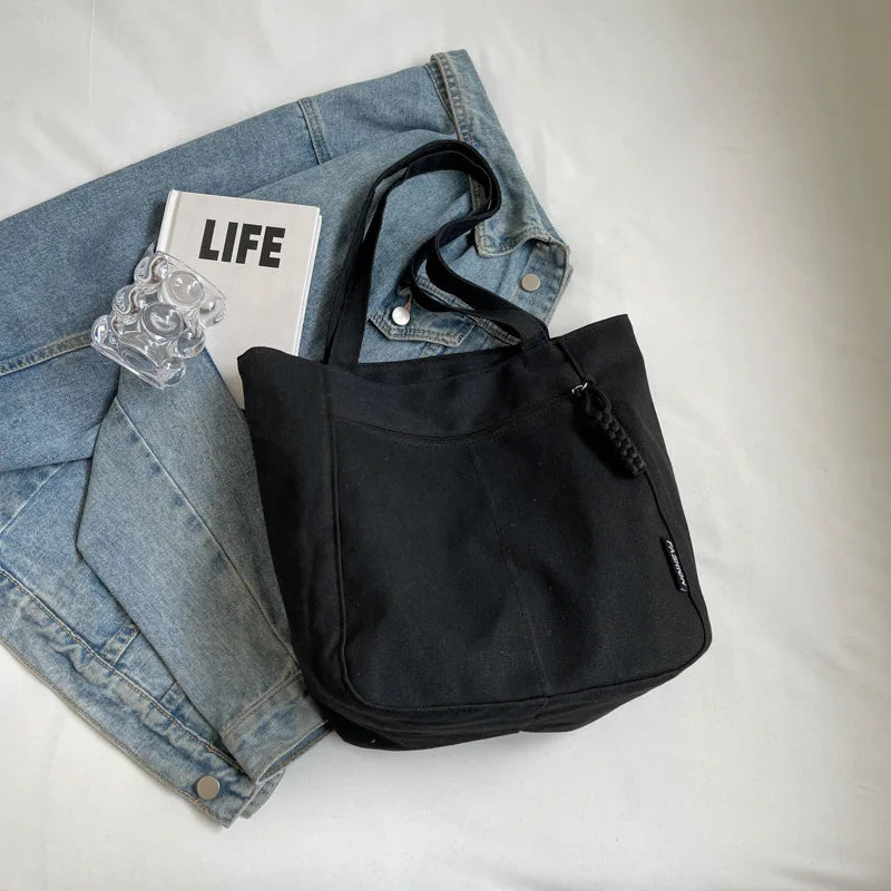 Large Capacity Canvas Women Tote Bags Fashion Female Shoulder Bag Commuting Carrying Bag Casual Designer Handbag Shopper Bag