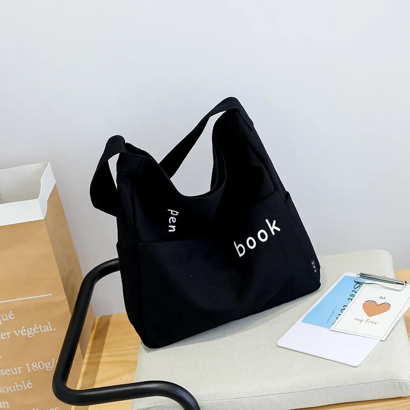 Large Capacity Canvas Women Tote Bags Fashion Female Shoulder Bag Commuting Carrying Bag Casual Designer Handbag Shopper Bag