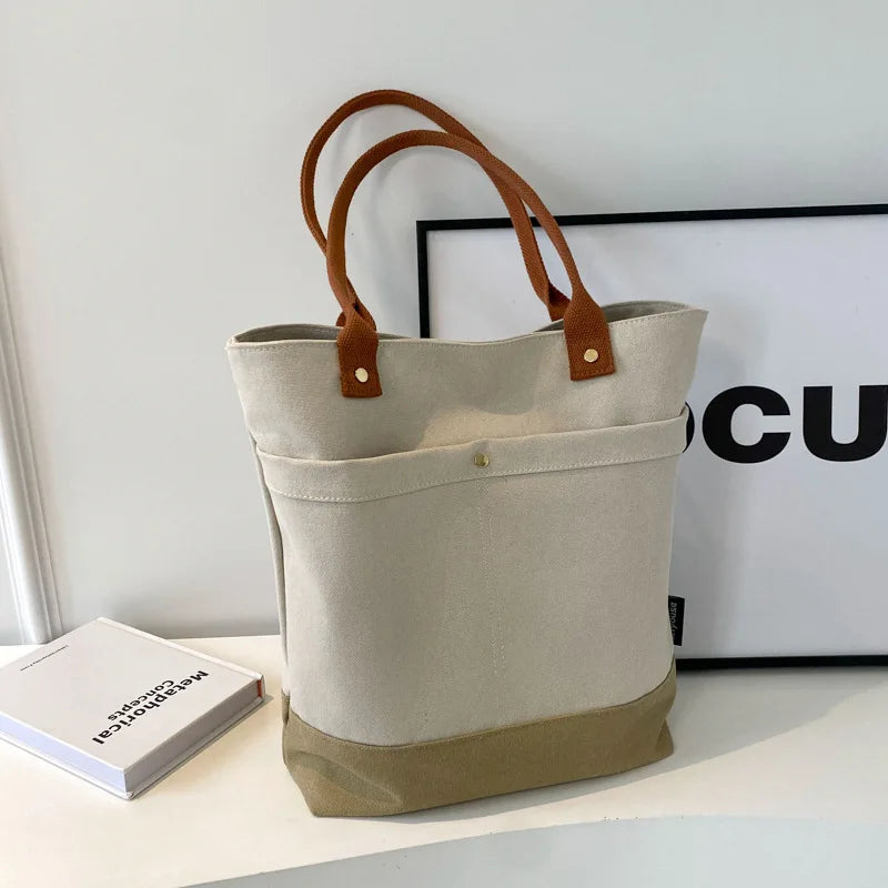 Large Capacity Canvas Women Tote Bags Fashion Female Shoulder Bag Commuting Carrying Bag Casual Designer Handbag Shopper Bag