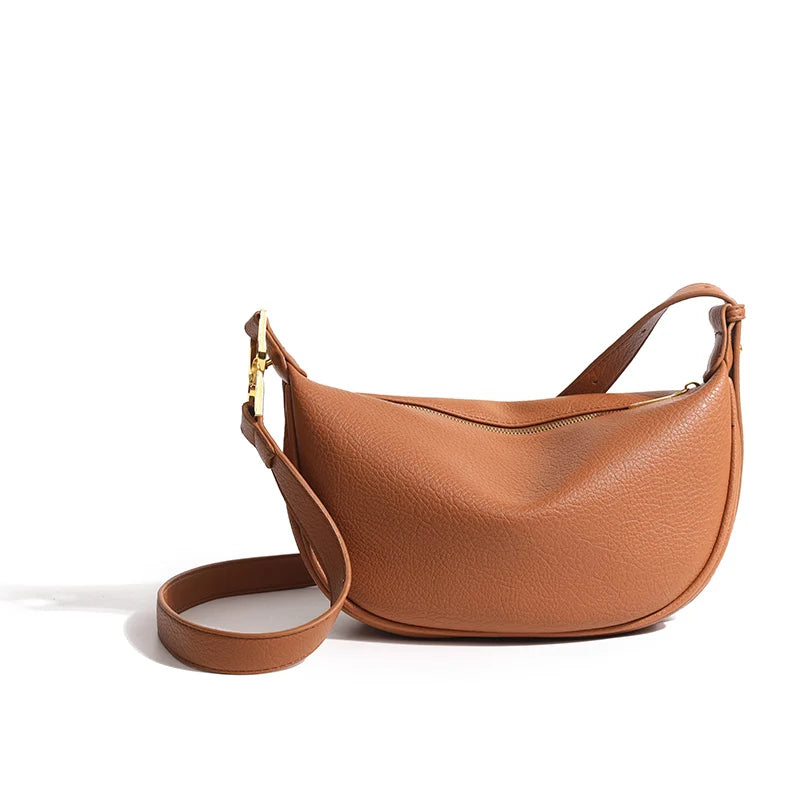 Large Capacity Genuine Leather Shoulder Crossbody Bag for Women Fashion Solid Color Cow Genuine Women Handbag Luxury Ladies Tote