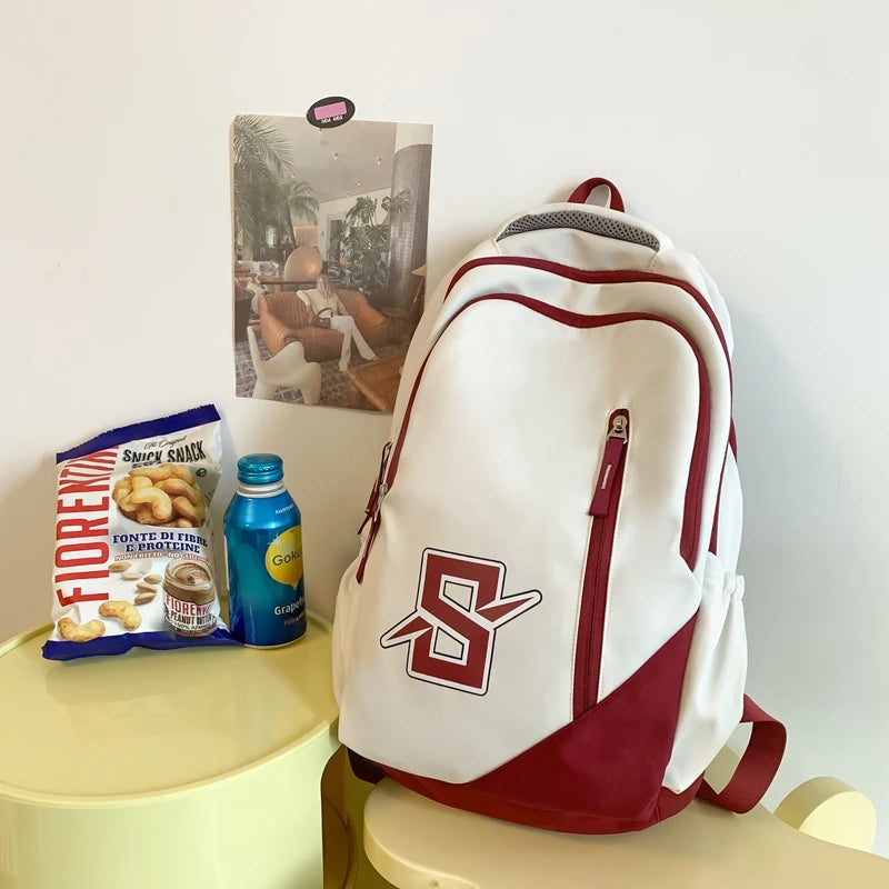 Large Capacity Letter Printing Woman Backpack 2023 New College Student Schoolbag Student Book School Bag For Teenage Girls Boys