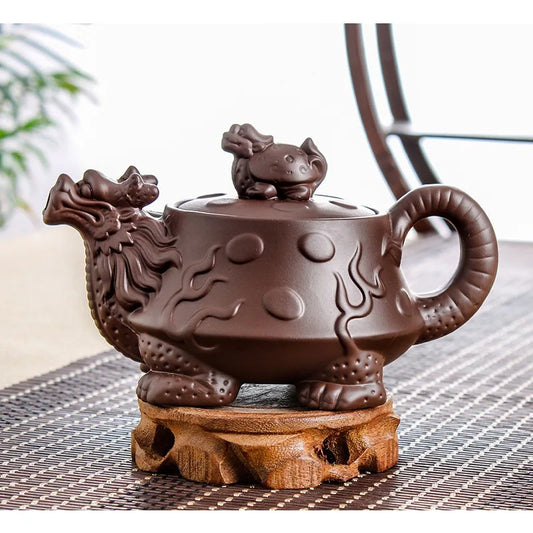 Large Capacity Purple Sand Teapot Household Kung Fu Cup Yixing Zhu Ni Plum Blossom Pot Large Tea Pot Ceramic Kettle 420ML