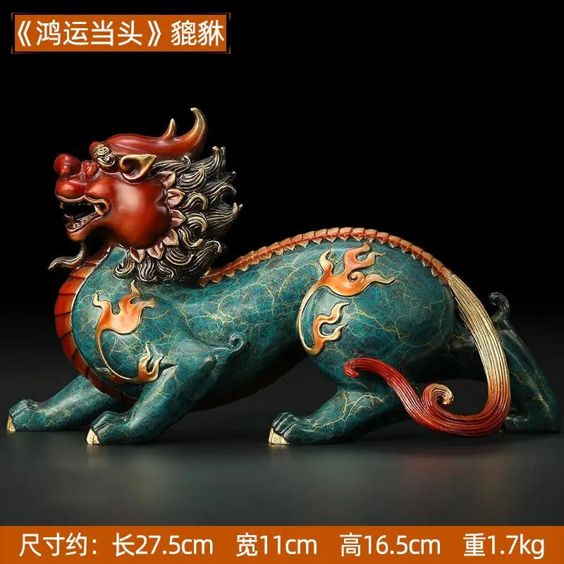 Large GOOD family home Shop thriving business money Exorcise evil spirits GOOD LUCK FENG SHUI brass dragon PI XIU Ornament