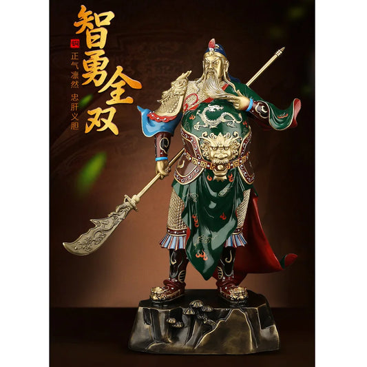 Large Southeast Asia High-grade buddha Home store company Shrine Good luck God of wealth GUAN GONG CAI SHEN color copper statue