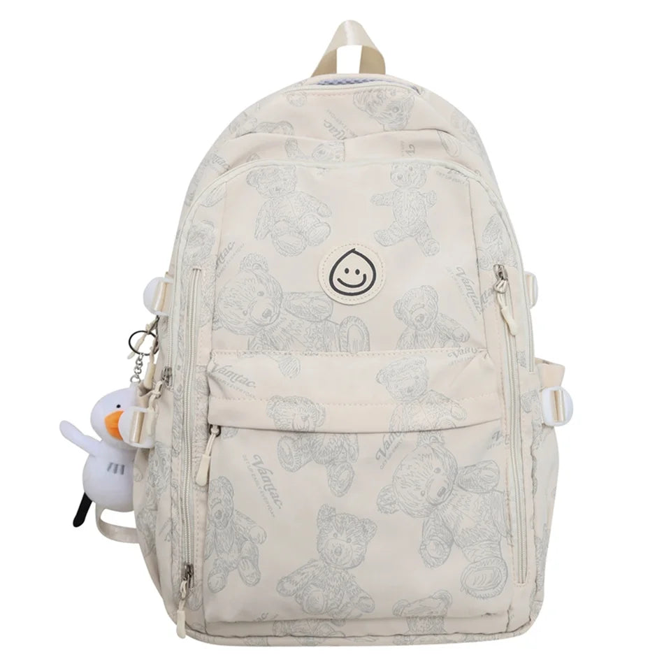 Large-capacity Cute Women Multi-Pocket Nylon Backpack Ins Junior High School Student School Bag Female Girl Backpack Laptop Book