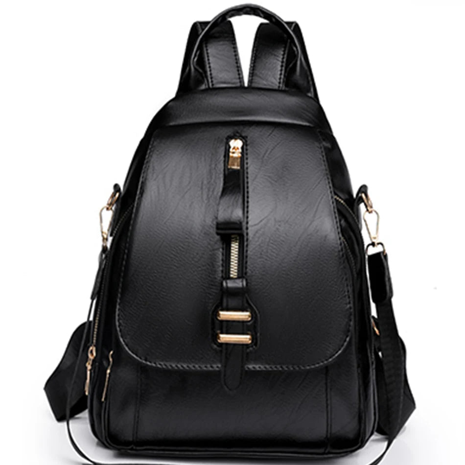 Leisure Female Backpacks Fashion Multifunctional Teenager School Backpacks Luxury Designer Pu Leather Travel Knapsack Bookbag