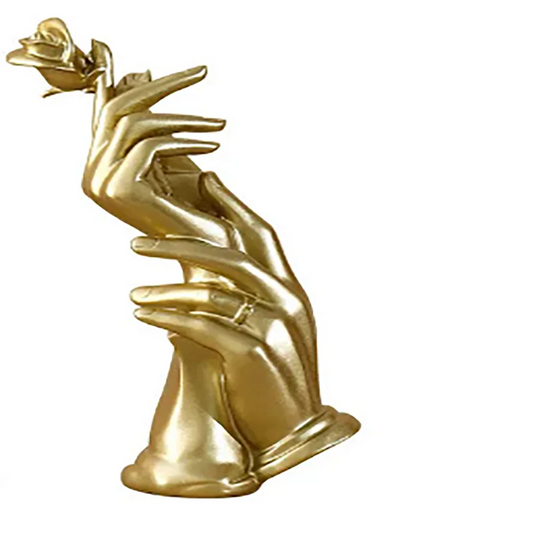 Light Luxury Handheld Rose Ornaments Resin Gesture Sculpture Statue Desktop Decoration Living Room Study Modern Crafts Gift