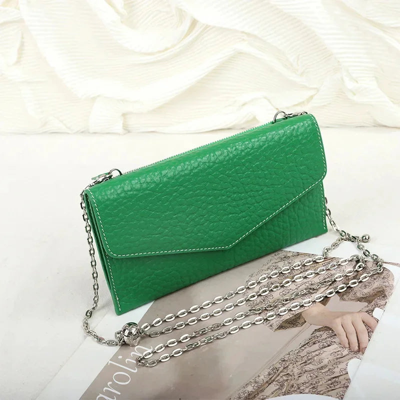 Long Leather Purse Women 2024 New Advanced First Layer Cowhide Hand Holding Fashion Small Crossbody Bag Gift Set Nice-lookin