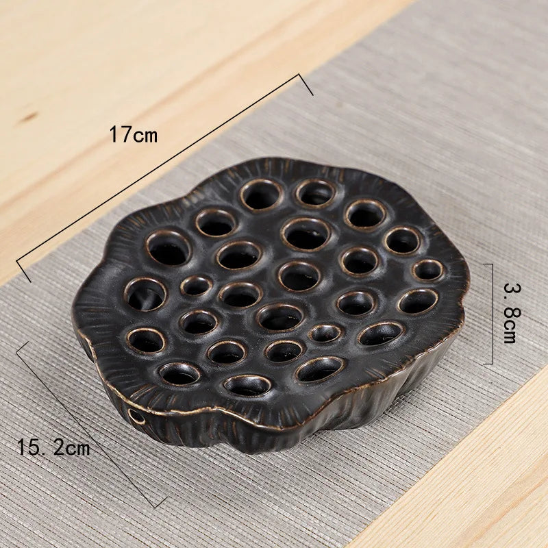 Lotus Ceramic Retro Pot Tray Bamboo Tea Tray Base Small Water Storage Tea Table Teapot Holder Tea Pot Base Water Drop Container