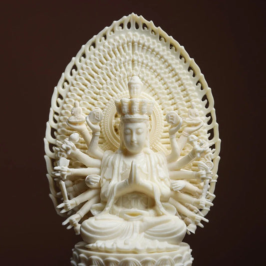 Lotus Qianshou Guanyin Patron Saint Figure sculpture statue Resin Crafts High-grade home living room decoration accessories