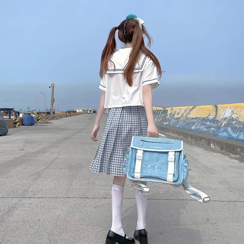 Lovely Lolita Girls Japanese JK Backpacks HandBags Embroidery Cute Dog Students School Briefcases Bookbags