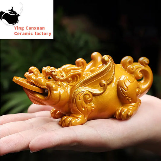 Lucky Fortune Pixiu Statue Resin Color Changing Tea Pet Animal Tea Figurine Ornaments Chinese Can Raise Tea Set Decoration