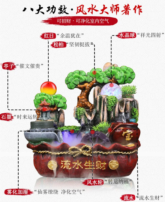 Lucky feng shui statue fish-pond water control home accessories rockery water fountain decoration humidifier