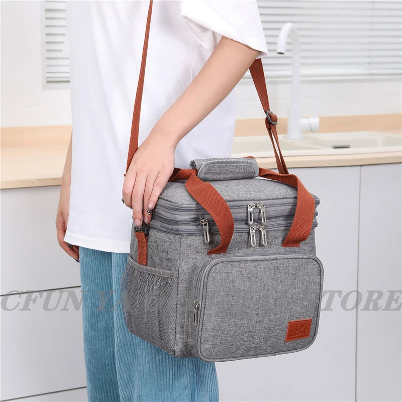Lunch Bag Reusable Insulated Thermal Shoulder Bag Women Men Multifunctional Cool Warm Keep Picnic Pack Box Leakproof Waterproof