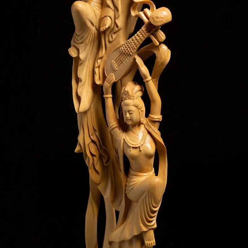 Lute Dunhuang-Boj Flying Fairy Boun Wood Creative Crafts Chinese Style Living Room Decoration Adorn