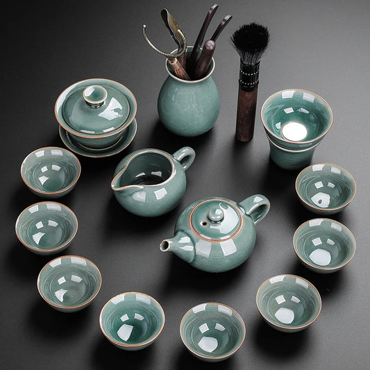 Luxury Chinese Puer Tea Set Ceremony Tray Drinkware Kitchen Afternoon Tea Gaiwan Teapot Mate Free Shipping Te Complete Drinkware