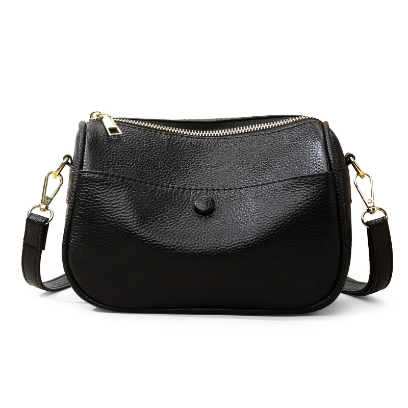 Luxury Cow Leather Messenger Bag Women Tote Bag Large Capacity Casual Handbag Purse Female Fashion Genuine Leather Shoulder Bags