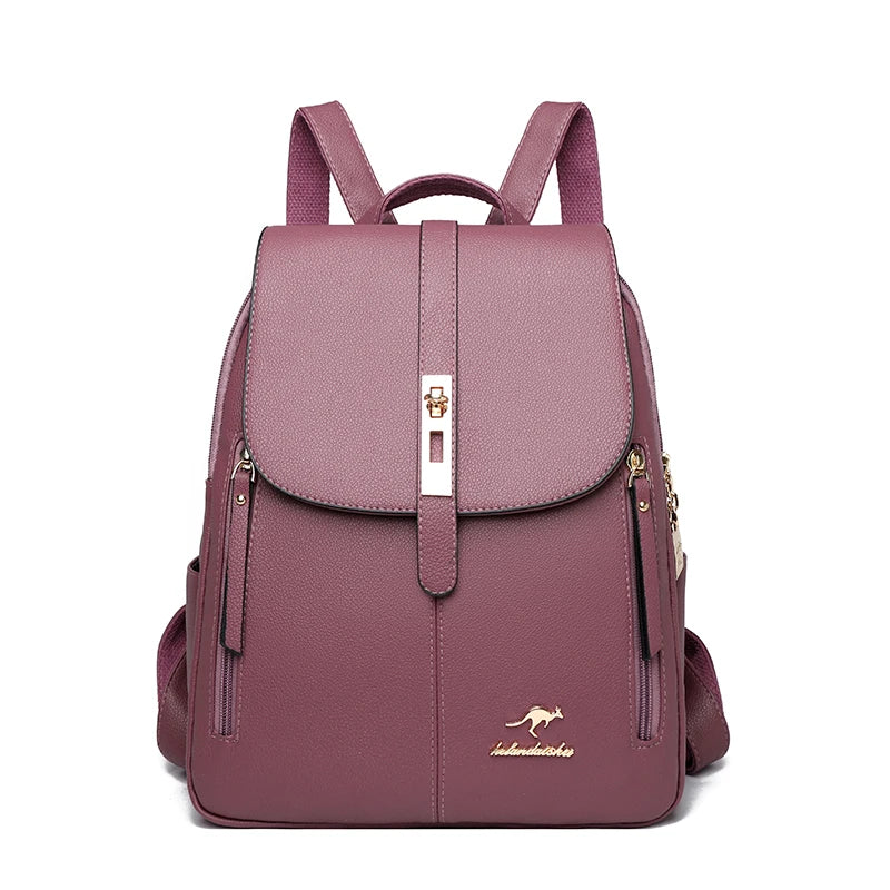 Luxury Designer Ladies Bookbag Fashion Women Backpack High Quality PU Leather Backpacks Large Capacity Travel SchoolBag Mochilas