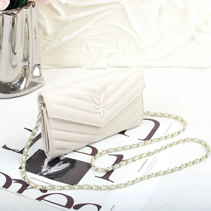 Luxury Genuine Leather Crossbody with Chain Strap Women - Small Shoulder Bag for Mobile Phone and Money