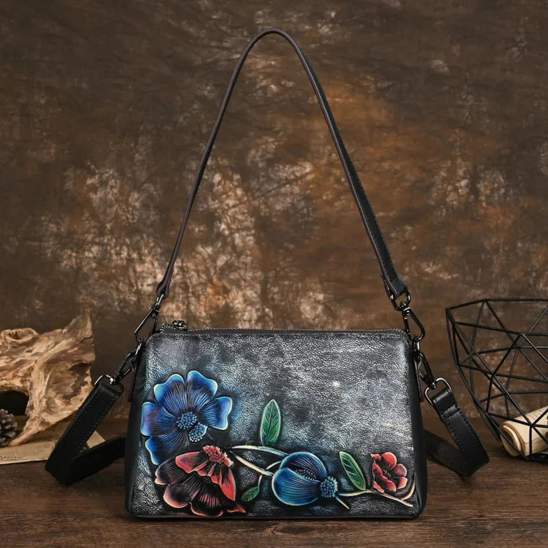 Luxury Genuine Leather Women's Shoulder Elegant Vintage Crossbody Fashion Cowhide Messenger Bag Casual Female Handbag