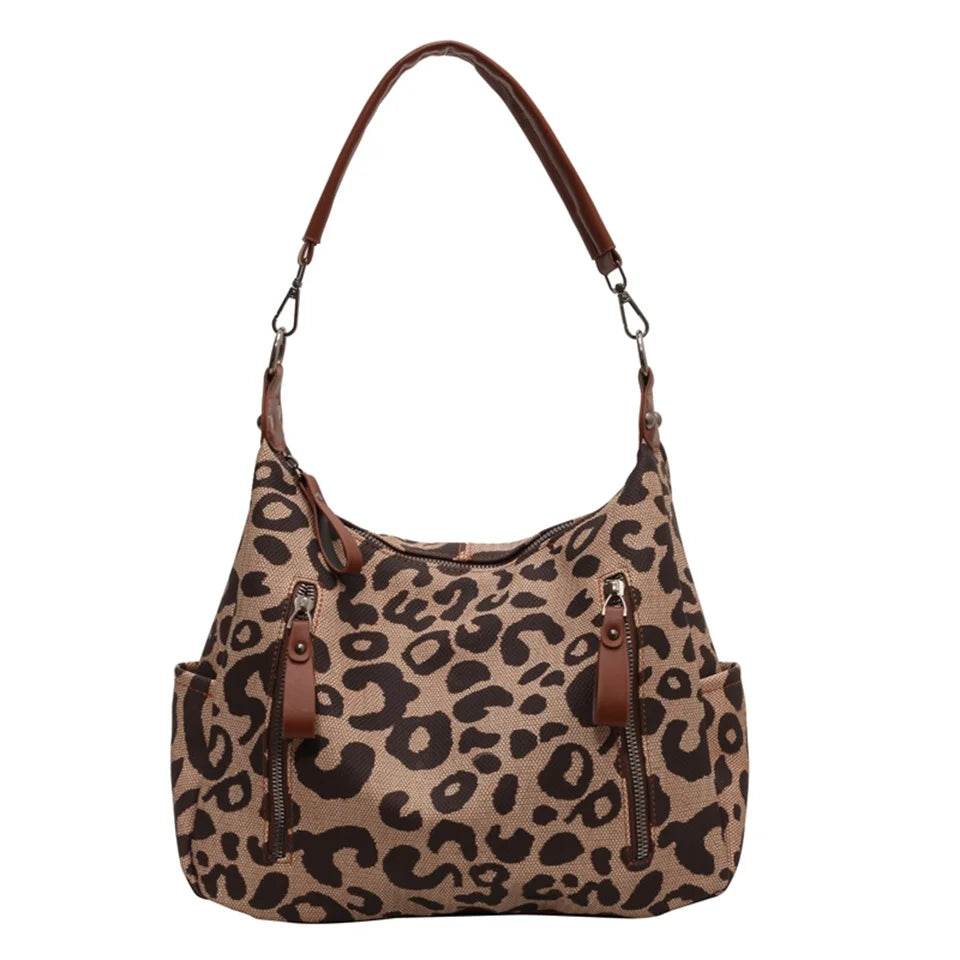 Luxury Patent Leopard Handbags Women Bags Designer Canvas Purses Ladies Large Shoulder Crossbody Tote Sac
