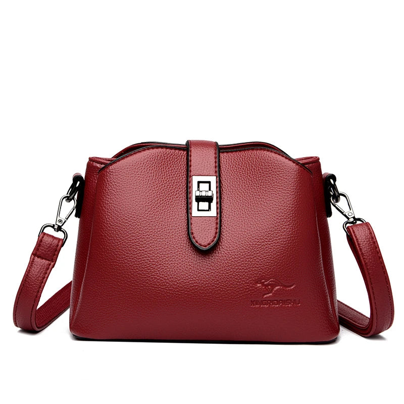 Luxury Soft Leather 3 Layers Small Bucket Bag Women's Handbag 2023 Luxury Women Shoulder Crossbody Bag Female Messenger Tote Sac