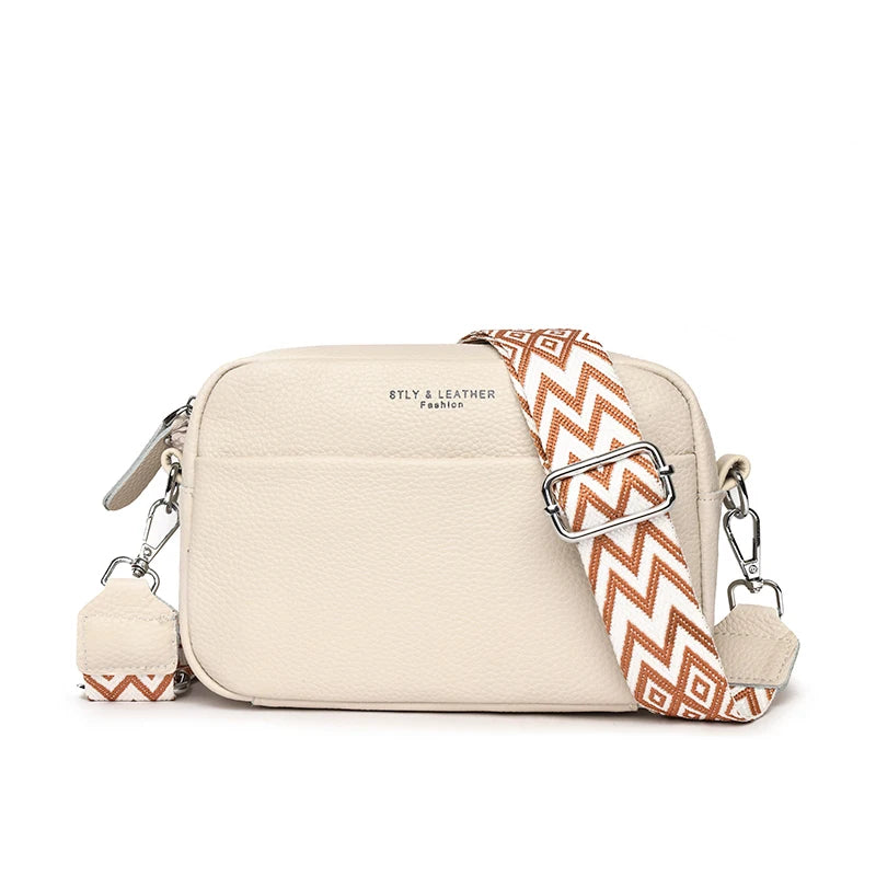 Luxury Solid Color Genuine Leather Ladies Messenger Bag 100% Soft Cowhide Shoulder Crossbody Bags For Women 2024 Female Handbags
