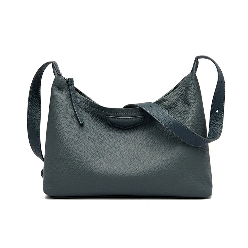 Luxury Solid Genuine Leather Women's Shoulder Crossbody Bag Fashion Cow Leather Women Handbag Designer Female Messenger Tote Sac
