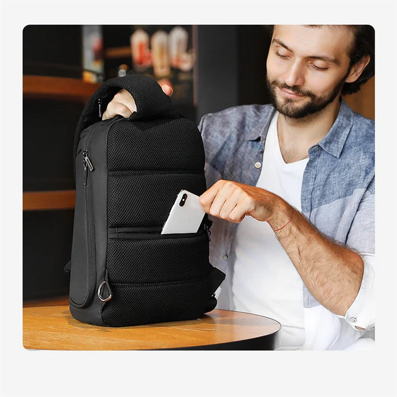 MARK RYDE Men Crossbody Bag 12inch iPad Shoulder Messenger Bags Male Waterproof USB Recharging Sling bolso Chest bag for man