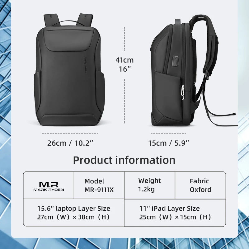 MARK RYDEN 15.6 inch Anti theft Waterproof Laptop Backpack For Men Business Backpack School back pack mochila for men